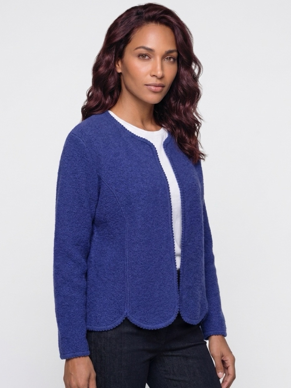 THE TOG SHOP Cardigan Vtg 100% Wool Button Up Periwinkle Blue Purple Women L